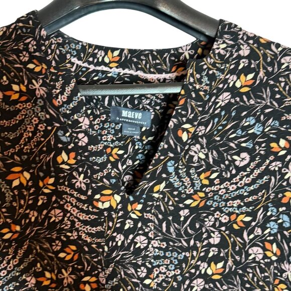 Maeve by anthropogie Floral Tunic Dress Womens Size Medium Lightweight V-Neck 3/ - Picture 7 of 10